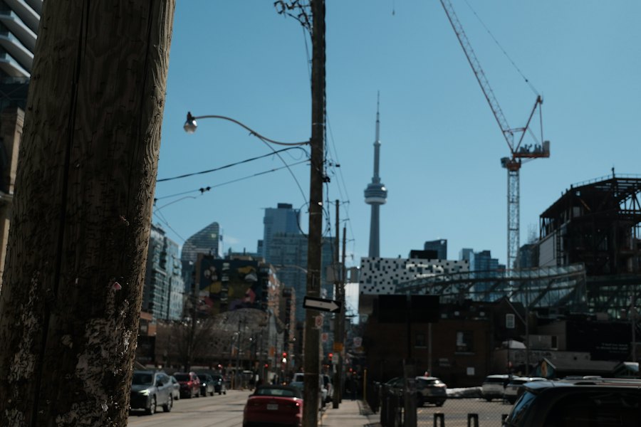 Construction cranes on the Toronto skyline